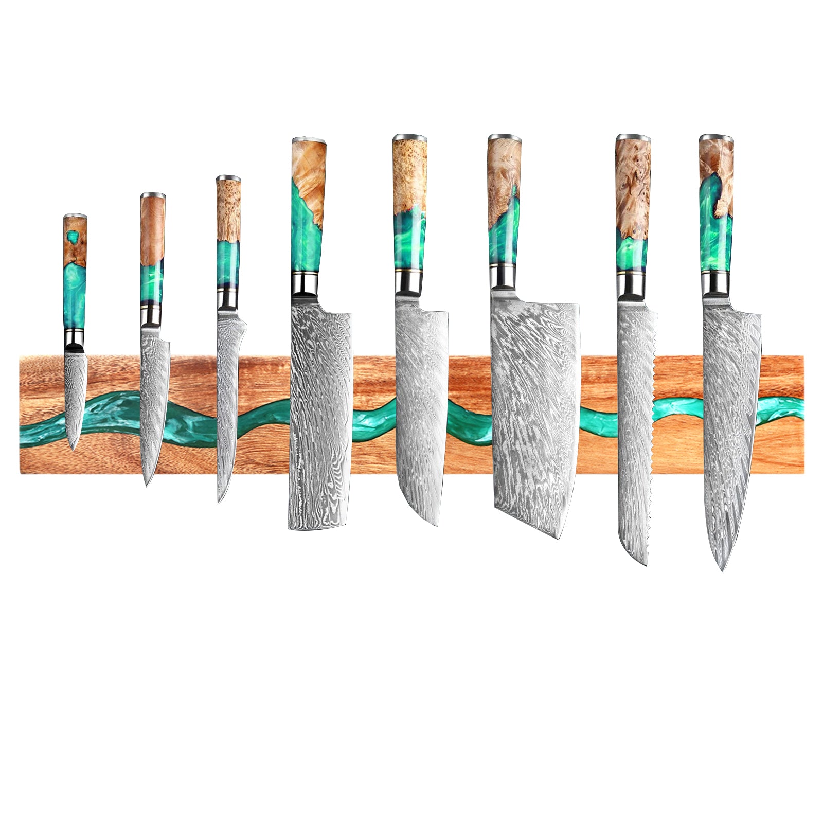 Resin Magnetic Knife Holder Wall Mount – Handmade Wood Knife Bar Multiple Colors