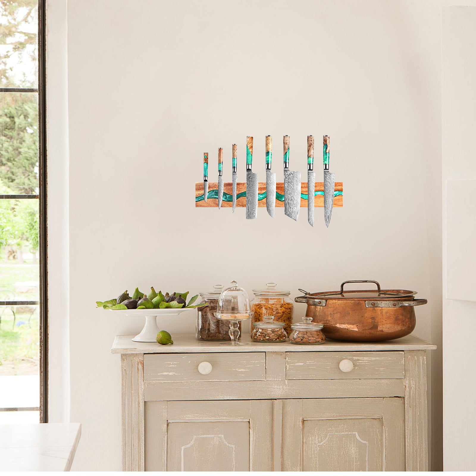 Resin Wood Knife Holder Wall – Artistic Kitchen Storage Knife Magnetic Strip