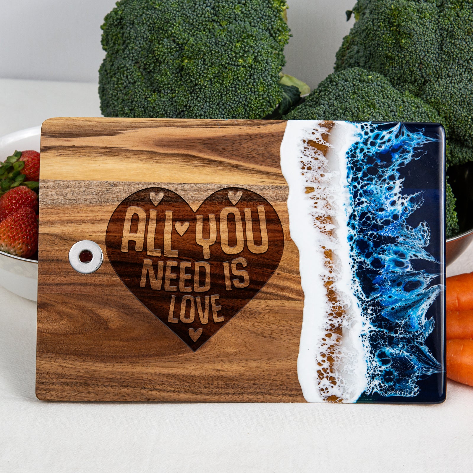Personalized engraved resin cutting board love quote wedding anniversary gift