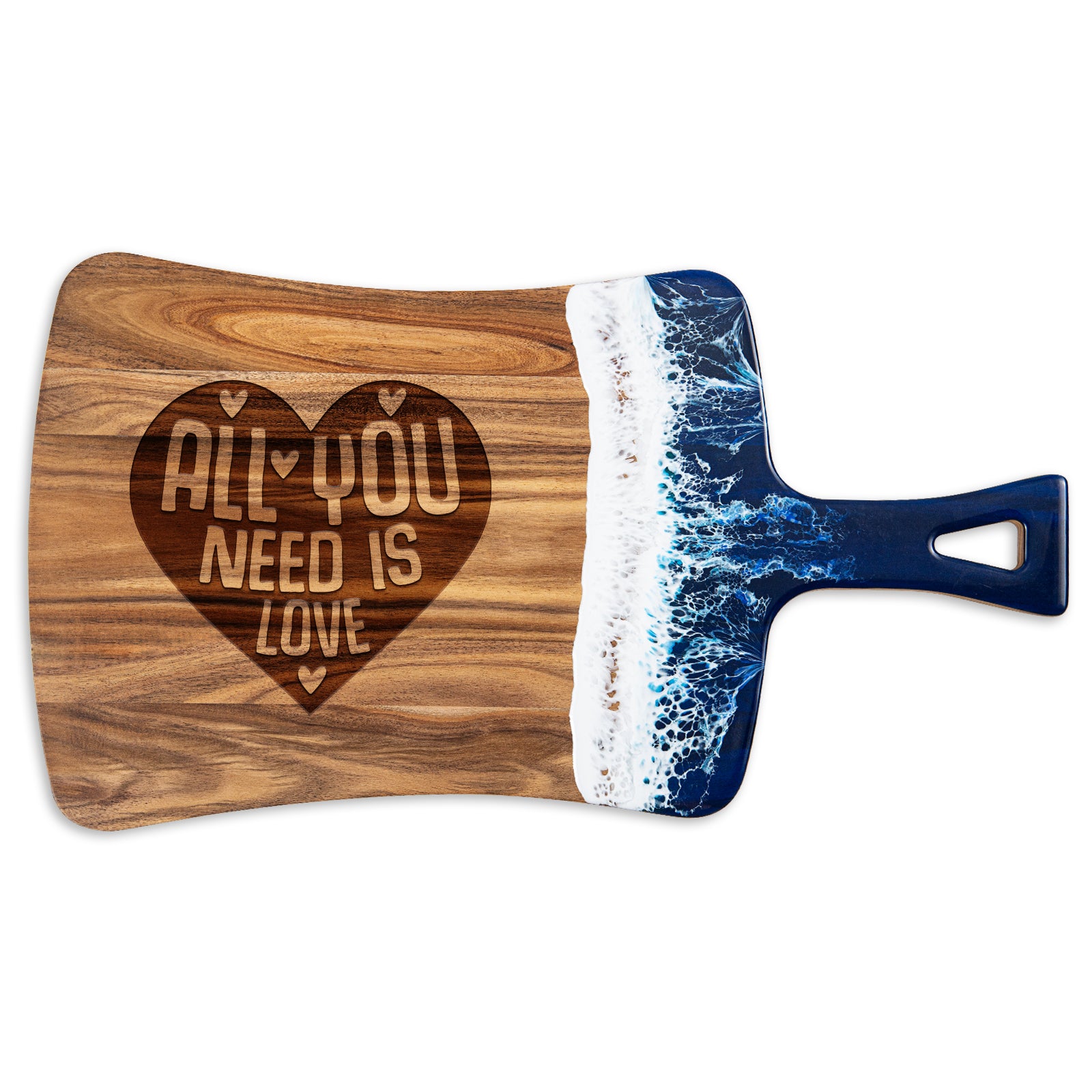 All You Need is Love fan resin cutting board with handle personalized wedding gift