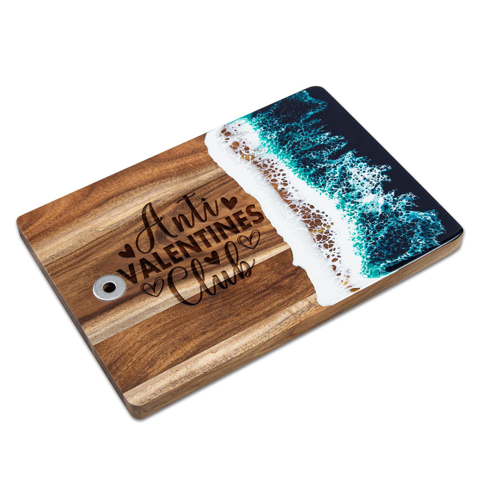 Engraved Anti Valentines Club Green Resin Cutting Board