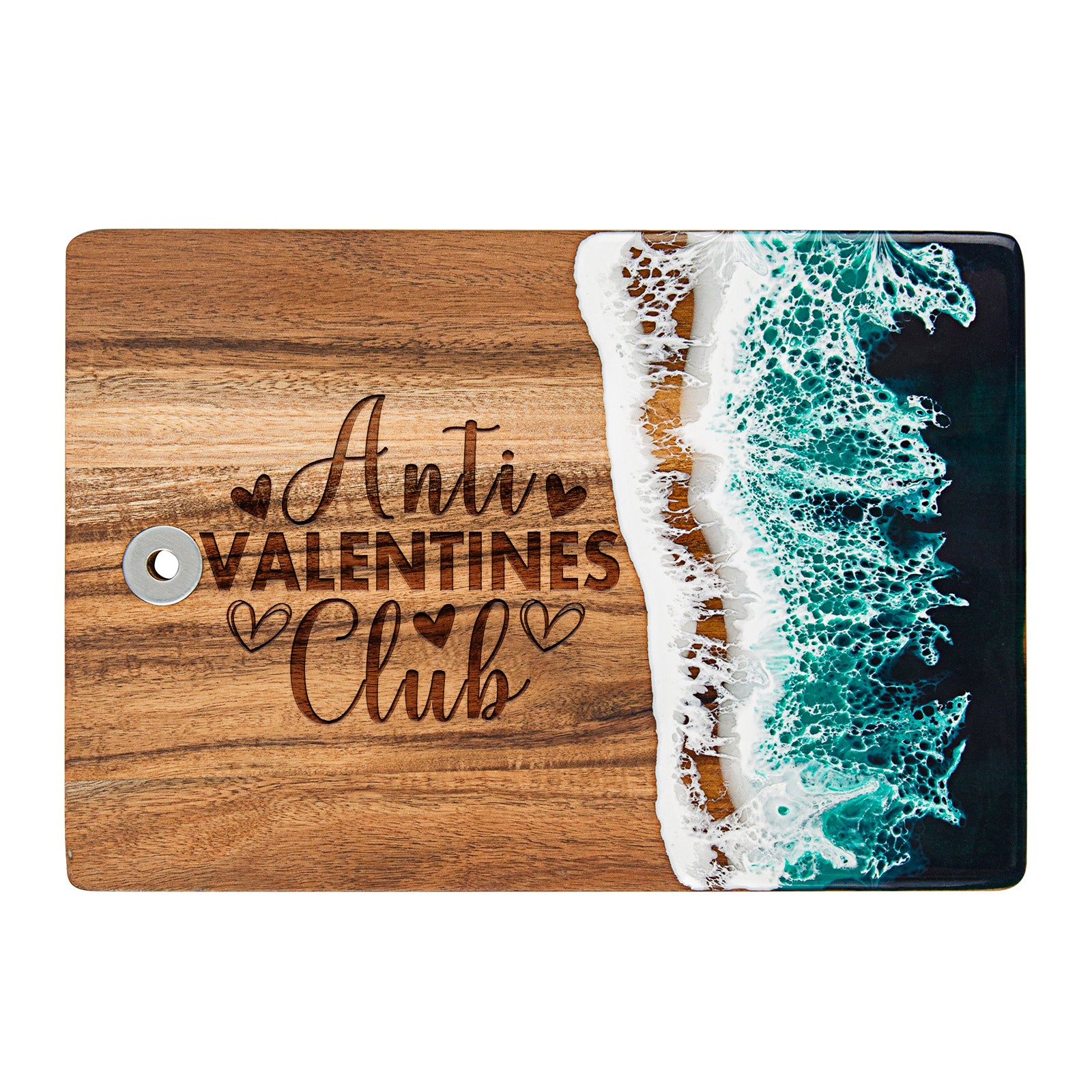Custom Engraved Anti Valentines Club Green Resin Cutting Board