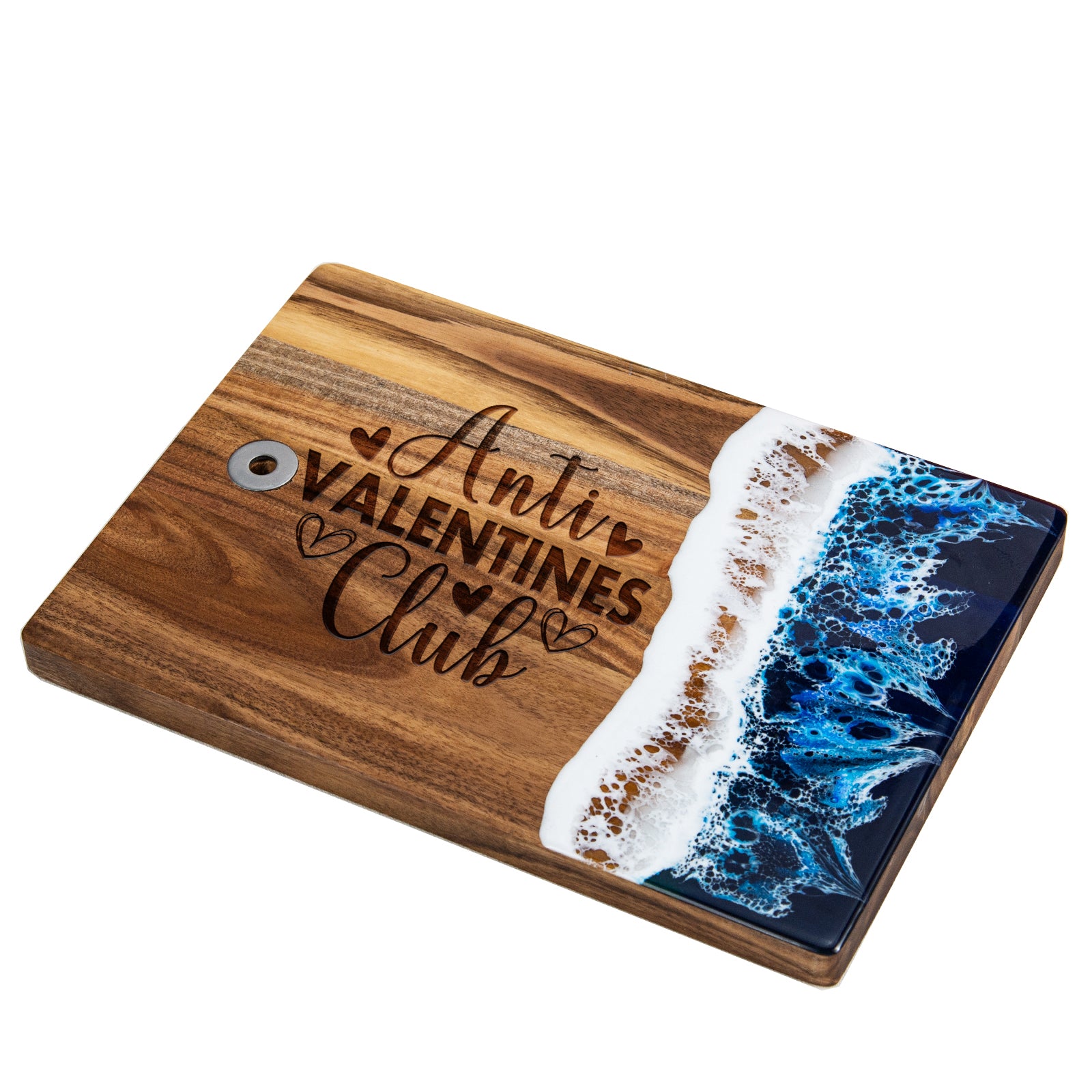 Engraved Anti Valentines Club Blue Resin Cutting Board