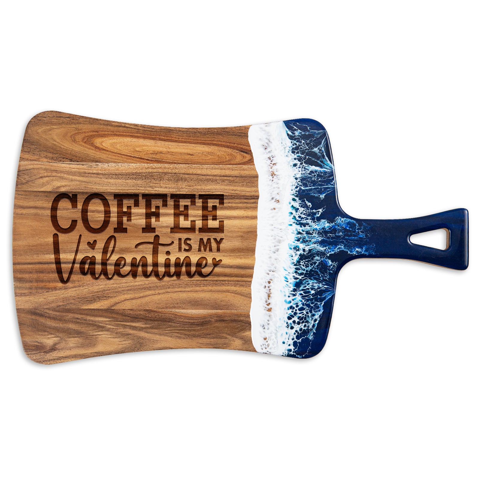 Coffee is my Valentine Ocean Wave Resin Cutting Board