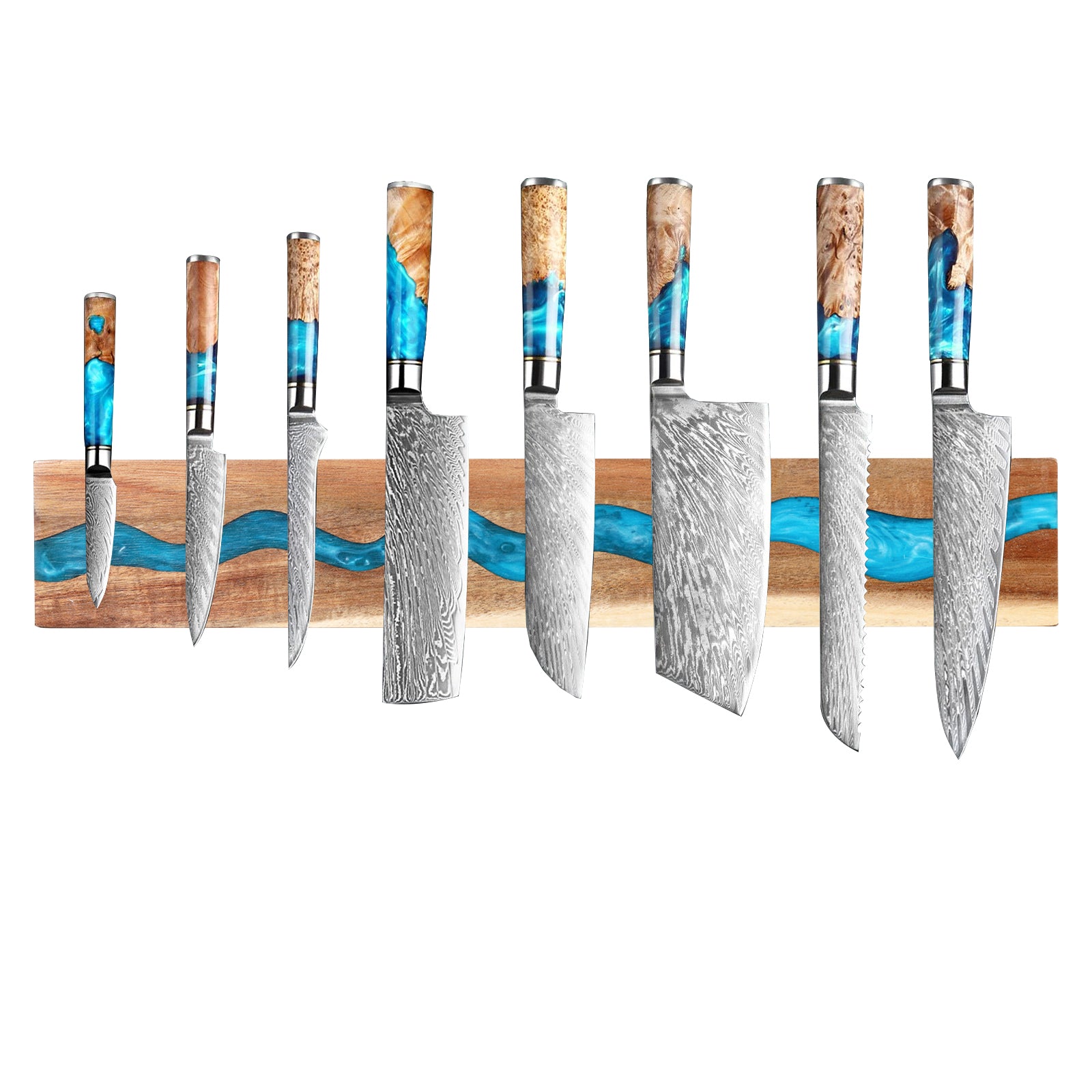 Wood and Resin Magnetic Knife Holder for Wall – 15.7in Wooden Resin Knife Strip