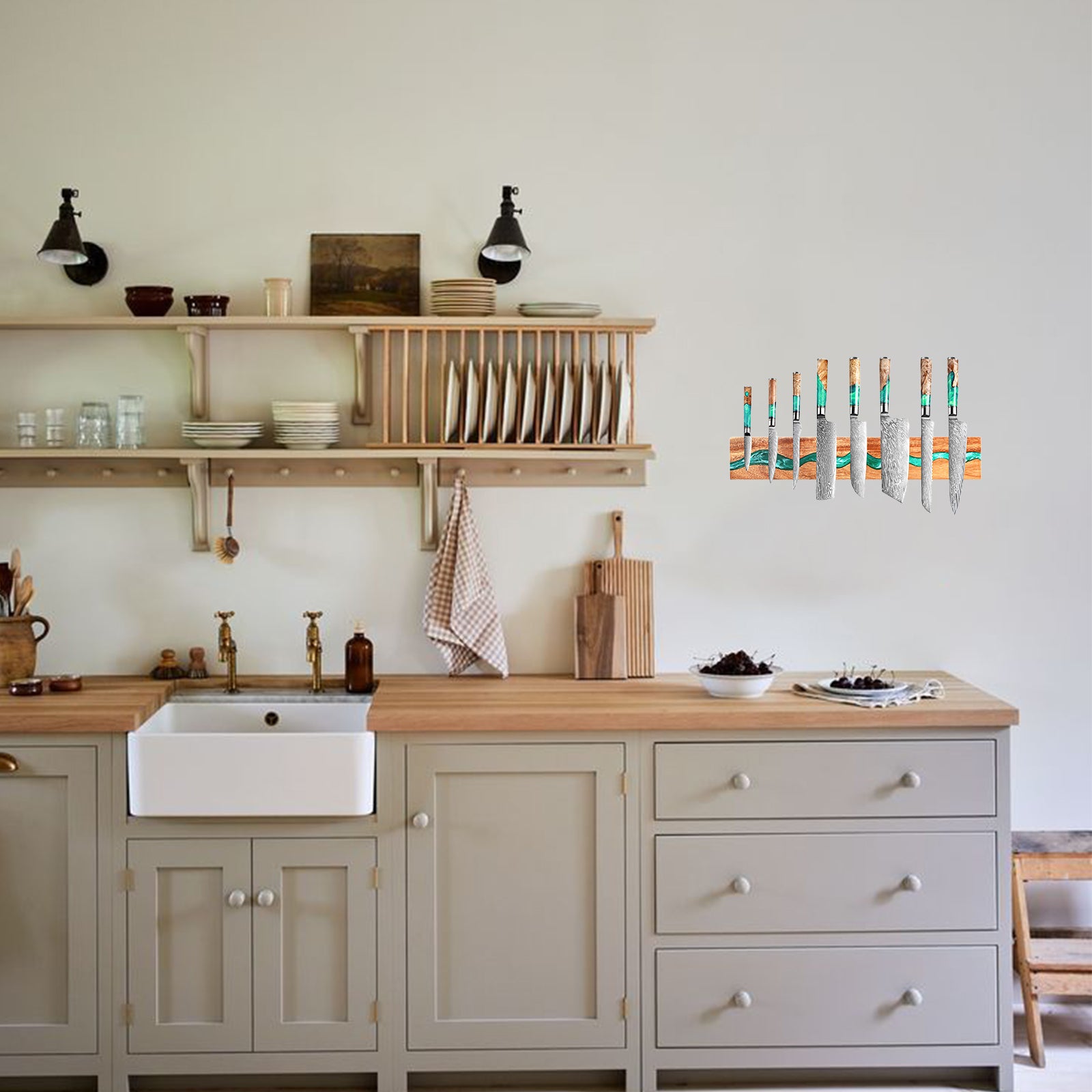 Handmade Epoxy Resin Magnetic Knife Holder – Unique Kitchen Wall Decor
