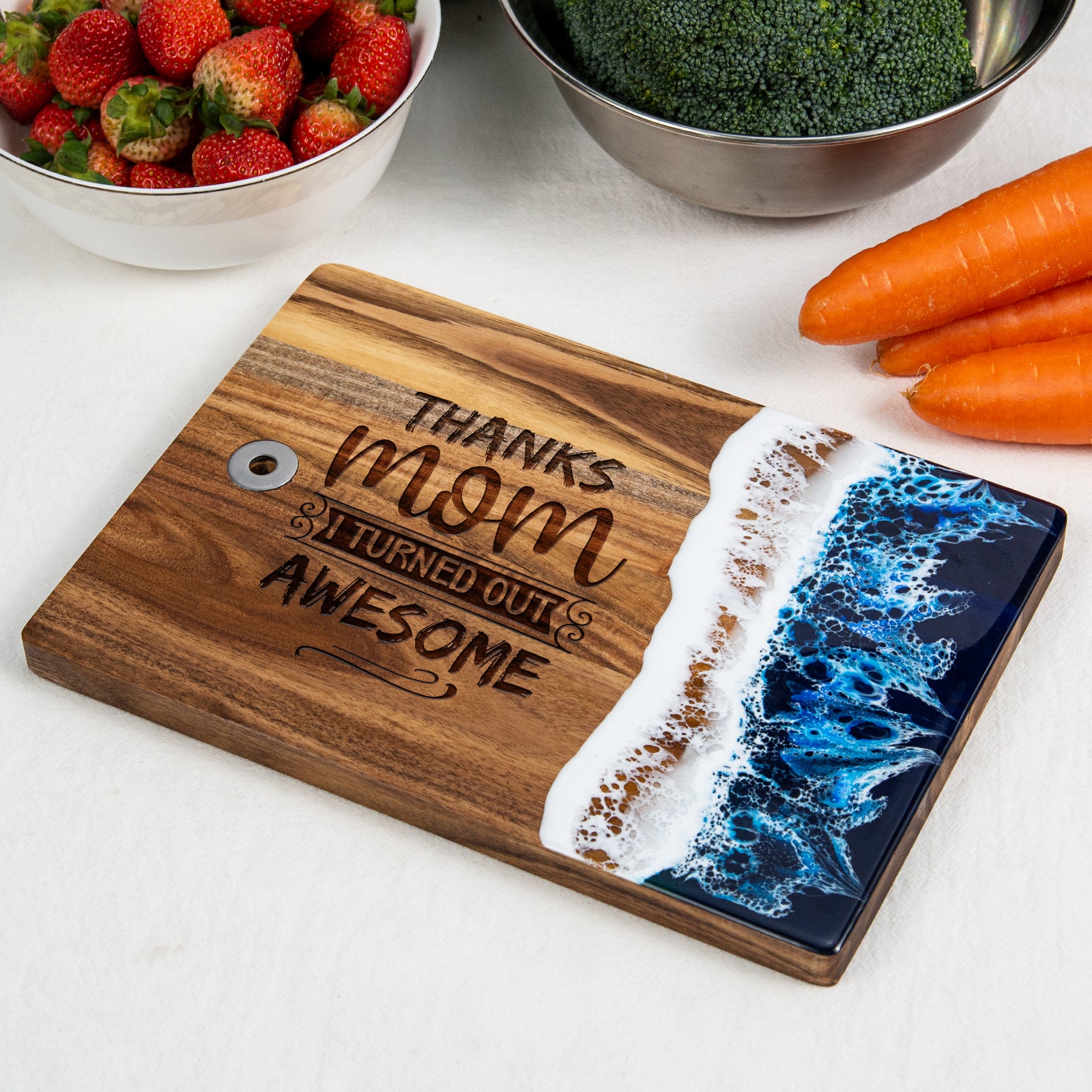 "Thanks Mom I Turned Out Awesome" Engraved Resin Cutting Board